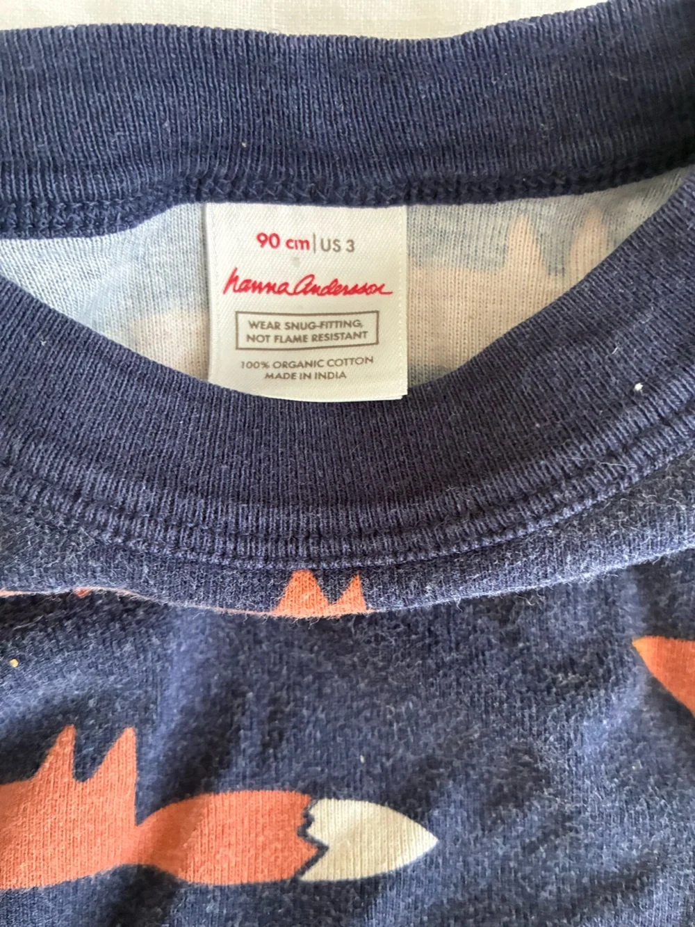 Hanna Anderson Navy Fox Print 3T Pajamas